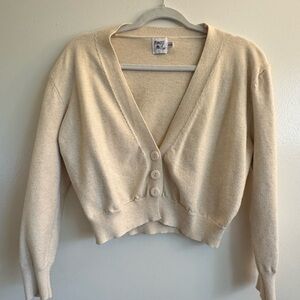 Princess Polly Cropped Cream Knit Cardigan Sweater